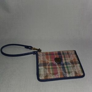 Plaid Wristlet with Heart Accent